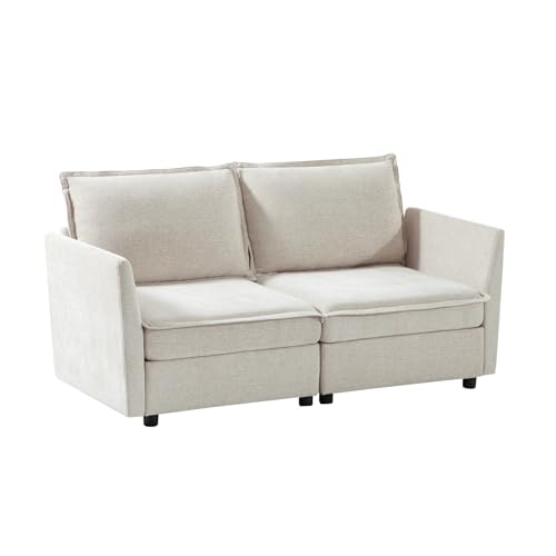 HULALA HOME Modulares XXL 2-Sitzer Sofa mit verstecktem Stauraum 170 cm Couch mit Extrabreite Sitzflächen, frei kombinierbar & waschbare Bezüge, Beige von HULALA HOME