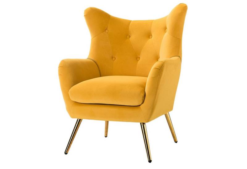 HULALA HOME Ohrensessel gepolsterter Samt Armsessel mit goldfarbenen Metallbeinen (1-St), 70 ×74 × 93cm von HULALA HOME