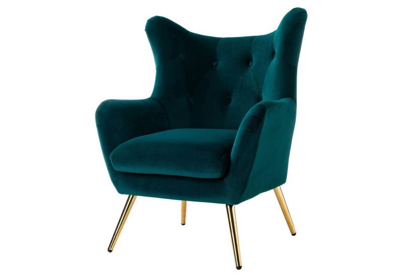 HULALA HOME Ohrensessel gepolsterter Samt Armsessel mit goldfarbenen Metallbeinen (1-St), 70 ×74 × 93cm von HULALA HOME