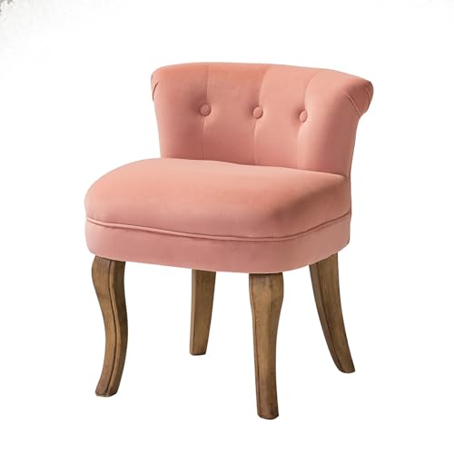 HULALA HOME Schminkhocker, Sitzhocker aus Samt, Kosmetikhocker, Polsterhocker mit Massivholzbeine für Schlafzimmer, Rosa HULALA HOME Schminkhocker, Sitzhocker aus Samt, Kosmetikhocker, Polsterhocker mit Massivholzbeine für Schlafzimmer, Rosa von HULALA HOME