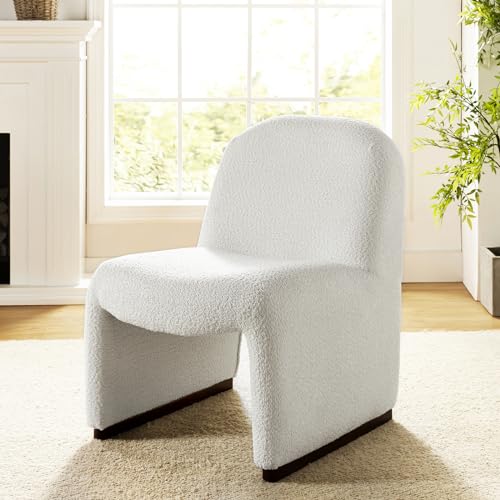 HULALA HOME Sessel, moderner Loungesessel ohne Armlehnen, ergonomischer Polstersessel für Wohnzimmer, Schlafzimmer und Esszimmer, Weiß von HULALA HOME