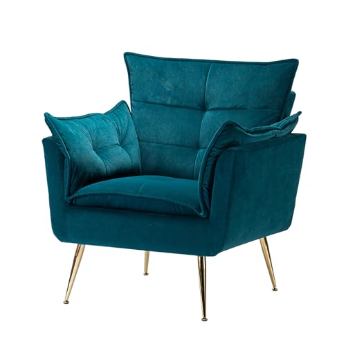 HULALA HOME Sessel gemütlich Lesesessel bequem mit goldenen Metallbeinen moderner Loungesessel aus Samt mit Dickes Sitzkissen für Wohnzimmer und Schlafzimmer, Dunkelgrün HULALA HOME Sessel gemütlich Lesesessel bequem mit goldenen Metallbeinen moderner Loungesessel aus Samt mit Dickes Sitzkissen für Wohnzimmer und Schlafzimmer, Dunkelgrün von HULALA HOME