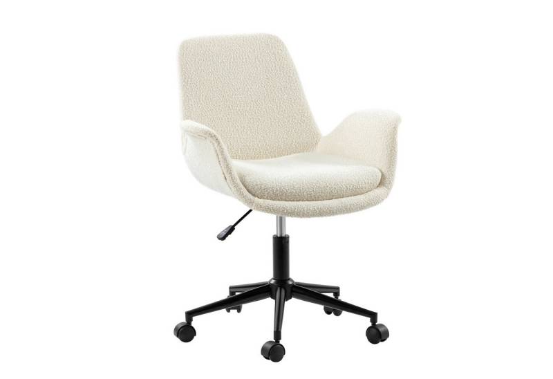 HULALA HOME Stuhl Bürostuhl, Schreibtischstuhl, Computerstuhl mit Armlehnen, höhenverstellbar Bouclé Stoff Sessel, 360°-Drehfunktion von HULALA HOME