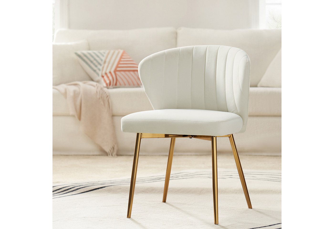 HULALA HOME Stuhl Eleganter Stuhl mit Samtbezug, goldene Metallbeine (1 St), hochdichte Schwammpolsterung, Max. 113 kg Traglast von HULALA HOME