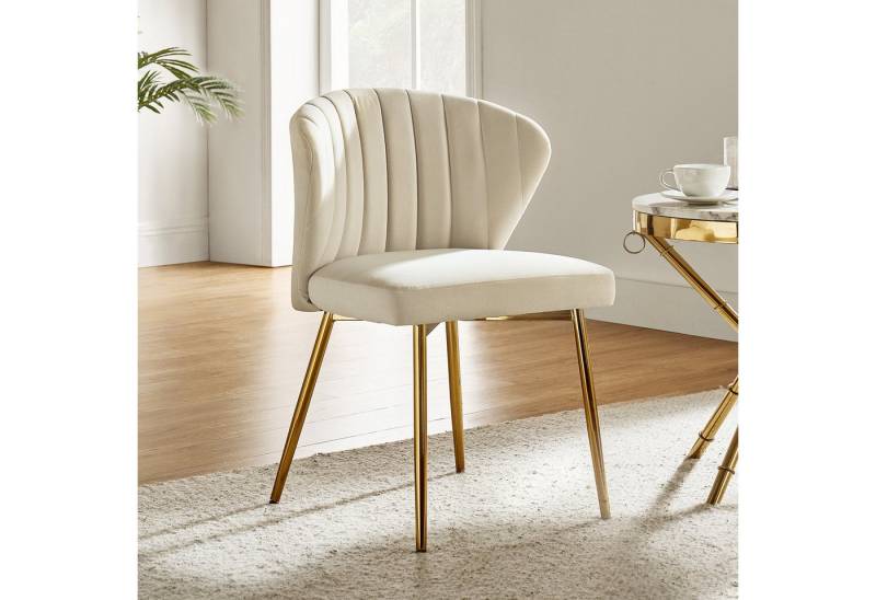 HULALA HOME Polsterstuhl Eleganter Stuhl mit Samtbezug, goldene Metallbeine (1 St), hochdichte Schwammpolsterung, Max. 113 kg Traglast von HULALA HOME