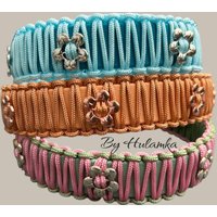 Biothane Halsband 19mm/25mm Breite Umflochten Mit Paracord Typ 1 - Ein Besonderes Für Kleinere Hunde Verziert Blümchen von HULAMKA