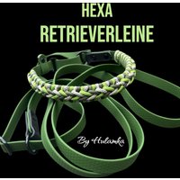 Retrieverleine Moxonleine Hexa 16mm/20mm Breit in Vielen Farben Wasserfest Mit Paracord Umflochten Im Halsteil von HULAMKA