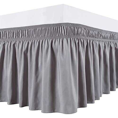 HULG Bettrock, Gebürstetes Polyester, Mit DREI Stoffseiten, Elastischer Staub-Rüschen, Leicht Anzubringen, Bettrock Mit Rüschen, Klassischer Stil, Weich Und Stilvoll (Grey,(120x200)+38cm) von HULG