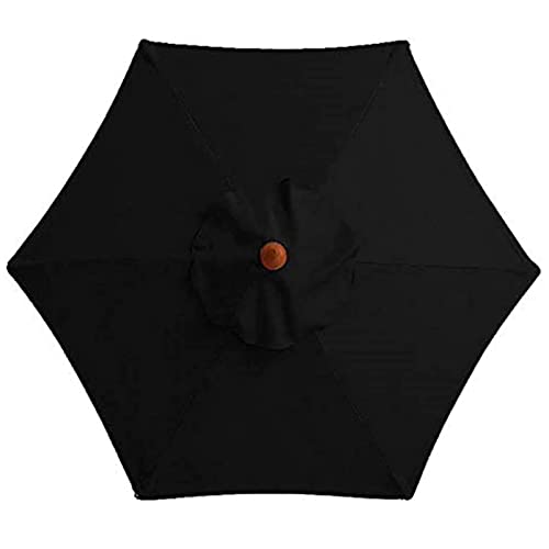 HULG Sonnenschirm Ersatzbezug 2m/2.7m/3m,Ersatz-Sonnenschirm-Überdachung Mit 6 Rippen, 2m/2.7m/3mMarkttisch-Regenschirm,UV-Schutz, Ersatzstoff (2M/6.56FT,Black) von HULG