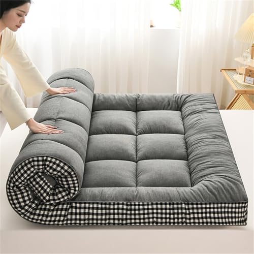 HUMAJORY Japanische Bodenmatratze, Dicke Futonmatratze, Isomatte, Faltbare Rollmatratze, Schlafsaalmatratze, Bodenliege, Kissenbett(Gray,90x200cm) von HUMAJORY