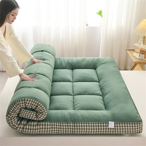 HUMAJORY Japanische Bodenmatratze, Dicke Futonmatratze, Isomatte, Faltbare Rollmatratze, Schlafsaalmatratze, Bodenliege, Kissenbett (Grün, 120x200cm) von HUMAJORY