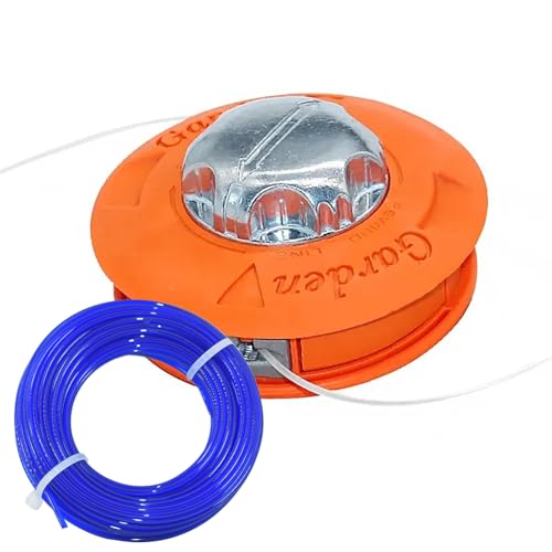 HUMAPYDU M10 x 1,25 LFH Trimmerkopf mit 15 m Trimmerfaden für Benzin-Freischneider, universelle Passform, Garten-Saitentrimmer, Ersatzstoßkopf, Orange/Schwarz (Orange) von HUMAPYDU