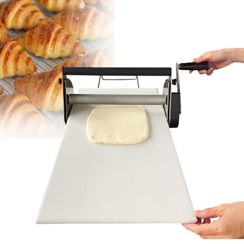 83 X 48 Cm/102 X 57 Cm Manuelle, Faltbare Teigausrollmaschine FüR GebäCk, Pizza Und Croissants, Edelstahl-Teigausrollwerkzeug, Einstellbare StäRke 0,5–27 Mm, (1 Ausrollplatte),400 von HUMNZR