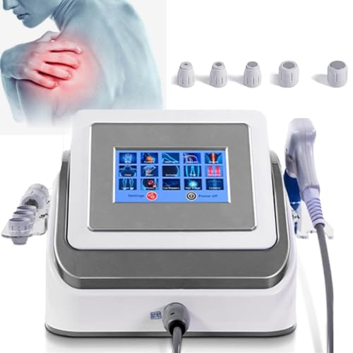Elektromagnetisches Extrakorporales StoßWellentherapiegeräT, Tragbares TherapiegeräT Mit 5 MassageköPfen, StoßWellentherapiegeräT Zur Linderung Chronischer Schmerzen Und Muskelmassage,Grey von HUMNZR