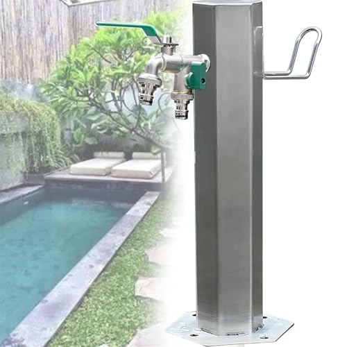 WassersäUle FüR Den Garten Aus Edelstahl, Rund, 65 Cm – Freistehende WasserspendersäUle FüR Den AußEnbereich Mit Wasserhahn – Eleganter Wasserhahn Und Brunnen FüR Den AußEnbereich,6points(25mm) von HUMNZR
