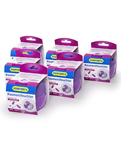 6er-Set HUMYDRY® Duplo 75g Luftentfeuchter Lavendel. 2 in 1 : Luftentfeuchter und Lufterfrischer in Einem - Absorbiert zu hohe Luftfeuchtigkeit und verleiht einen angenehmen Duft - Luftentfeuchter ohne Strom - Nachfüllbar - Ideal für kleine Räume von HUMYDRY