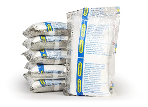 HUMYDRY® 6er-Set Nachfüllpackungen 1kg für Luftentfeuchter ohne Strom | Beseitigt Feuchtigkeit in großen Räumen so wie Garage, Keller, Wohnzimmer von HUMYDRY