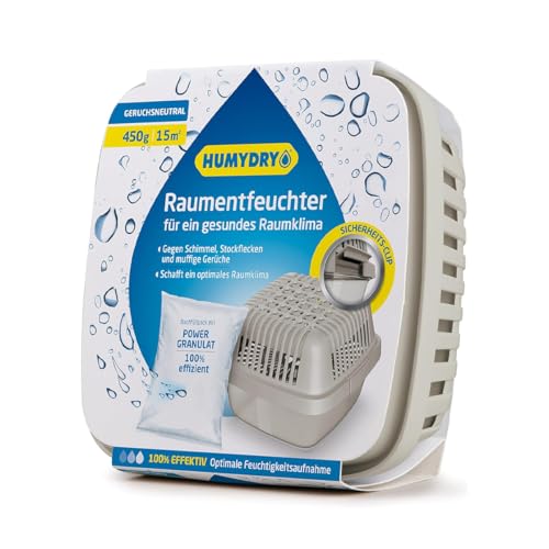 Humydry Luftentfeuchter Smart 450g neutral - Beseitigt zu hohe Feuchtigkeit -Sorgt für ein optimales Raumklima - Verhindert die Entstehung von Kondensation, Schimmel und modrige Gerüche von HUMYDRY