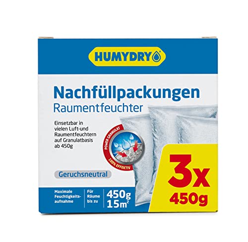 3er-Set feuchtigkeitsdichte Beutel - Feuchtigkeitsaufhänger - Ideal zum Absorbieren von Feuchtigkeit in Schränken, Badezimmern und Schlafzimmern - 450g-Sachets - Humydry von HUMYDRY