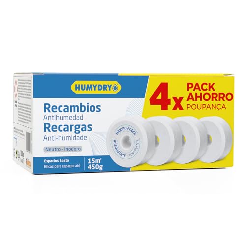Nachfülltabs mit Loch 4x450g für Raumentfeuchter - Absorbiert zu hohe Luftfeuchtigkeit bis ein optimales Feuchtigkeitsgrad erreicht wird - Vermeidet die Entstehung von Kondensation von HUMYDRY