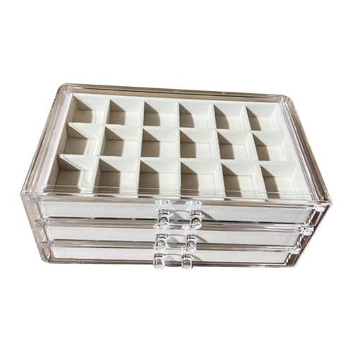 HUNJHYC Kristallvitrine | 54 Slot Bergkristall-Sammelbox für Kinder | 3-lagige visuelle Acryl-Edelstein-Vitrine für Steine, Muscheln, Miniaturen, Abschluss-Souvenirs und Schmuckstücke von HUNJHYC