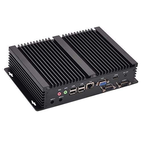 HUNSN Fanless Industrial PC, Mini Computer, Intel Celeron 2955U 2957U, Windows 11 or Linux Ubuntu, IM03, AC WiFi, BT4.0, VGA, HDMI, LAN, 2 x COM RS232, 6 x USB2.0, 4G RAM, 64G SSD von HUNSN