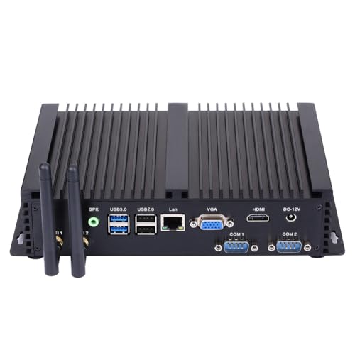 HUNSN Fanless Industrial Computer, IPC, Mini PC, Windows 11 or Linux Ubuntu, I5 1235U, IM03, VGA, HDMI, LAN, 2 x COM RS232, 5 x USB2.0, 2 x USB3.0, Support WOL, 16G RAM, 512G SSD, 1TB HDD von HUNSN