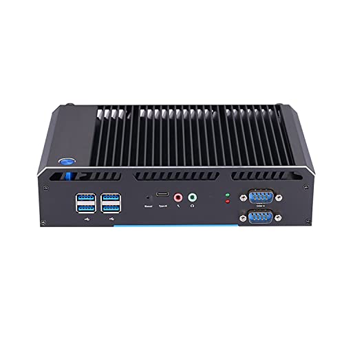 HUNSN Fanless Industrial PC, IPC, Mini Computer, Windows 11 Pro or Linux Ubuntu, Intel Core I5 5300U, BH22, PXE, WOL Supported, Type-C, 2 x COM, 2 x LAN, VGA, 2 x HDMI, 16G RAM, 256G SSD, 1TB HDD von HUNSN