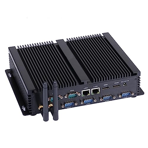 HUNSN Fanless Industrial PC, Mini Computer, Core I5 4200U 4250U 4258U 4278U 4288U, IM04, WiFi, BT, 2 x HDMI, 2 x LAN, 6 x COM RS232, 8 x USB, Barebone, NO RAM, NO Storage, NO System von HUNSN