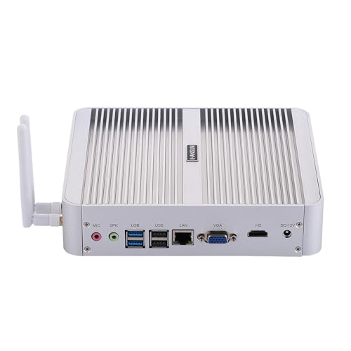 HUNSN Fanless Mini PC, Desktop Computer, HTPC, Kodi Box, Windows 11 or Linux Ubuntu, Intel Core I5 1235U, BM07f, VGA, HDMI, 2 x USB3.0, 6 x USB2.0, LAN, 16G RAM, 128G SSD, 1TB HDD von HUNSN