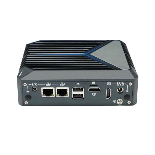 HUNSN Fanless Mini PC, Desktop Computer, HTPC, Kodi Nano Box, Intel N100, BX11, WiFi6, BT 5.2, TPM, 2 x COM, 2 x LAN, SIM Slot, 2 x HDMI, Vesa Mount, Barebone, NO RAM, NO Storage, NO System von HUNSN