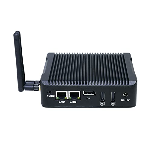 HUNSN Fanless Mini PC, Industrial Computer, Windows 11 or Linux Ubuntu, Pentium N3700 J3710, BX08, COM, 2 x LAN, DP, 2 x HDMI, SIM Slot, Vesa Mount, WOL, PXE, WDT Supported, 8G RAM, 128G SSD von HUNSN