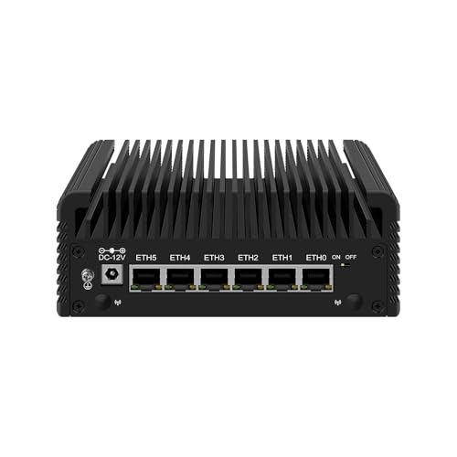 HUNSN Micro Firewall Appliance, Mini PC, PFSense, Mikrotik, OPNsense, VPN, Router PC, Twin Lake Core 3 N355, RJ46, 6 x 2.5GbE I226-V, 2 x HDMI2.1, TF, Type-C, 8G DDR5 RAM, 256G SSD von HUNSN