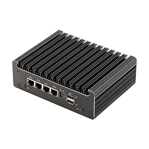 HUNSN Micro Firewall Appliance, Mini PC, Pfsense Plus, Mikrotik, OPNsense, VPN, Router PC, Intel N4505, RS41k, AES-NI, 4 x 2.5GbE I226-V, Console, Type-C, HDMI, DP, SIM Slot, 8G RAM, 128G SSD von HUNSN