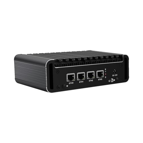 HUNSN Micro Firewall Appliance, Mini PC, VPN, Router PC, Intel Celeron N5095, RJ61, AES-NI, 4 x Intel 2.5GbE I225-V B3 LAN, 2 x HDMI, Fanless, Barebone, NO RAM, NO Storage, NO System von HUNSN