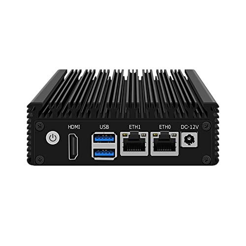 HUNSN Micro Firewall Appliance, Mini PC, pFsense, Mikrotik, OPNsense, Untangle, VPN, Router PC, Intel Celeron N3050, RJ13, AES-NI, 2 x Realtek RTL8111H LAN, HDMI, 2 x USB3.0, 8G RAM, 256G SSD von HUNSN