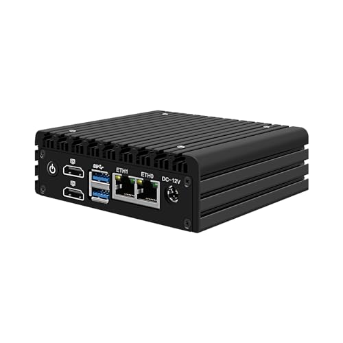 HUNSN Micro Firewall Appliance, Mini PC, pFsense, Mikrotik, OPNsense, Untangle, VPN, Router PC, Intel Celeron N3160, RJ13f, AES-NI, 2 x Realtek RTL8111H LAN, 2 x HDMI, 2 x USB3.0, 8G RAM, 128G SSD von HUNSN