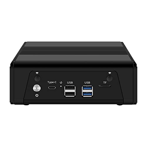 HUNSN Micro Firewall Appliance, Mini PC, pFsense, Mikrotik, OPNsense, VPN, Router PC, AMD Ryzen 5 5500U, RJ11, 4 x Intel 2.5GbE I226-V LAN, Type-C, TF, HDMI, DP, 32G RAM, 256G SSD von HUNSN