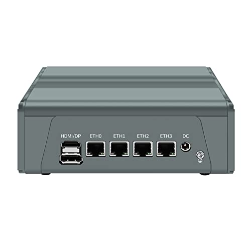 HUNSN Micro Firewall Appliance, Mini PC, pFsense, Mikrotik, OPNsense, VPN, Router PC, AMD Ryzen 5 5500U, RJ11a, 4 x Intel 2.5GbE I226-V LAN, Type-C, TF, HDMI, DP, 4G RAM, 128G SSD von HUNSN