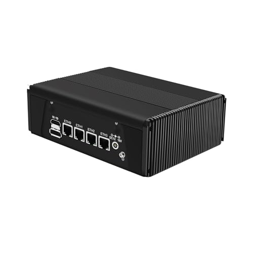 HUNSN Micro Firewall Appliance, Mini PC, pFsense, Mikrotik, OPNsense, VPN, Router PC, AMD Ryzen 7 7840HS, RJ11f, 4 x 2.5GbE I226-V, Type-C USB4, Type-C 10G, TF, Console, HDMI, DP, 32G RAM, 128G SSD von HUNSN