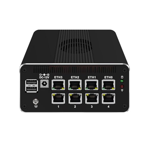 HUNSN Micro Firewall Appliance, Mini PC, pFsense, Mikrotik, OPNsense, VPN, Router PC, I3 N305, RJ51k, 8 x 2.5GbE I226-V, Type-C, SIM Slot, TF Slot, DP, HDMI, 5 x USB2.0, USB3.0, 16G RAM, 128G SSD von HUNSN