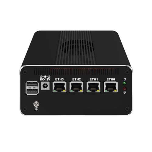 HUNSN Micro Firewall Appliance, Mini PC, pFsense, Mikrotik, OPNsense, VPN, Router PC, I3 N305, RJ52k, 4 x 2.5GbE I226-V, Type-C, SIM Slot, TF Slot, DP, HDMI, 5 x USB2.0, USB3.0, 32G RAM, 128G SSD von HUNSN