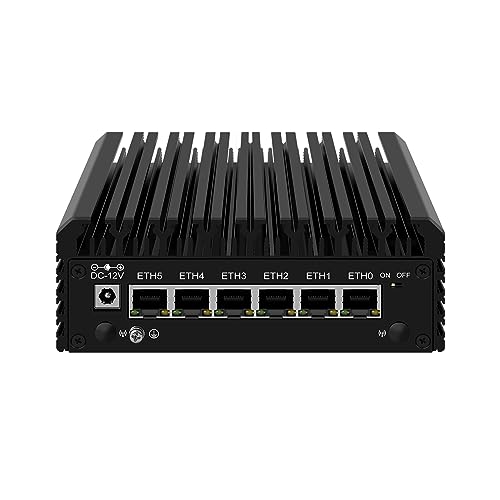 HUNSN Micro Firewall Appliance, Mini PC, pFsense, Mikrotik, OPNsense, VPN, Router PC, Intel Alder Lake-N 12th Gen N200, RJ45, 6 x 2.5GbE I226-V, 2 x HDMI2.1, TF, Type-C, 16G DDR5 RAM, 512G SSD von HUNSN