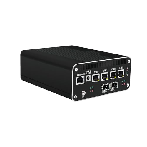 HUNSN Micro Firewall Appliance, Mini PC, pFsense, Mikrotik, OPNsense, VPN, Router PC, Intel Core I3 1215U, RJ50f, AES-NI, 4 x 2.5GbE I226-V, 2 x SFP+ Optical 10Gbe 82599ES, 16G RAM, 512G SSD von HUNSN