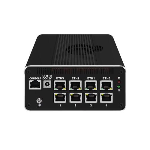 HUNSN Micro Firewall Appliance, Mini PC, pFsense, Mikrotik, OPNsense, VPN, Router PC, Intel Core I5 1135G7, RJ51, 8 x 2.5GbE I226-V, HDMI, DP, Type-C for Data/Display, Console, 16G RAM, 512G SSD von HUNSN