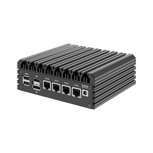 HUNSN Micro Firewall Appliance, Mini PC, pFsense, Mikrotik, OPNsense, VPN, Router PC, Intel N5105, RJ03a, AES-NI, 4 x Intel 2.5GbE I226-V LAN, Type-C, TF, M.2 WiFi 6 Slot, 16G RAM, 64G SSD von HUNSN
