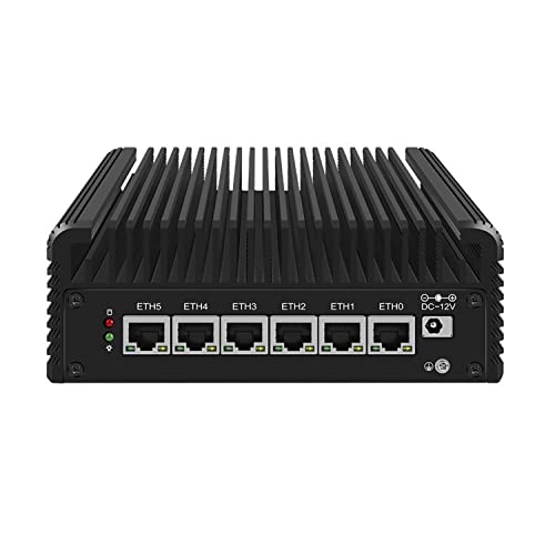 HUNSN Micro Firewall Appliance, Mini PC, pFsense, Mikrotik, OPNsense, VPN, Router PC, Intel 10 Cores I5 1235U, RJ24, AES-NI, 6 x 2.5GbE I226-V, HDMI, DP, USB3.2, Type-C, TF, 64G RAM, 256G SSD von HUNSN