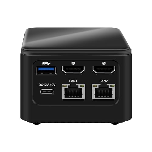 HUNSN Mini PC, HTPC, Desktop Computer, Windows 11 Pro or Linux Ubuntu, Intel N100, BJ02, Wi-Fi 6, BT 5.2, 2 x I226-V LAN, Type-C 12-19V, 2 x HDMI, 3 x USB3.0, Type-C, TF, 8GB LPDDR5 RAM, 256G SSD von HUNSN