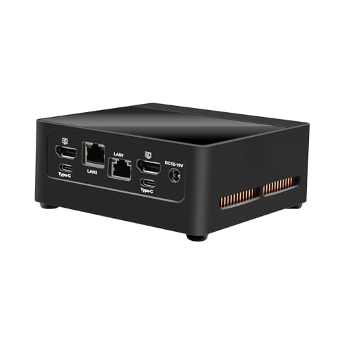 HUNSN Mini PC, HTPC, Small Server, Desktop Computer, Windows 11 Pro/Linux Ubuntu, Core I5 1235U, BJ03, WiFi 6, BT5.2, 2 x HDMI, 2 x Type-C for DP USB3.2, 2 x LAN, Vesa Mount, 64G RAM 512G SSD von HUNSN