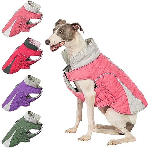 Huntboo Hundemantel, Wintermantel Hund, Hundemantel Wasserdicht, Hundejacke Winter, Winddicht und mit Reflektierenden Streifen, Bleiben Sie Warm und Sichtbar (Rosa,XL von HUNTBOO